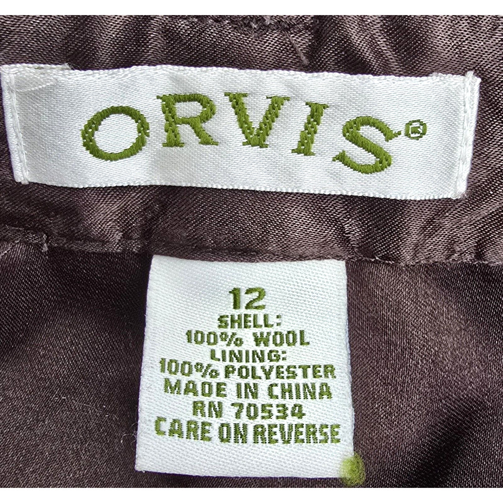 ORVIS Women's Wool Pleated Dress Pants Fully Lined Slacks Size 12 Brown